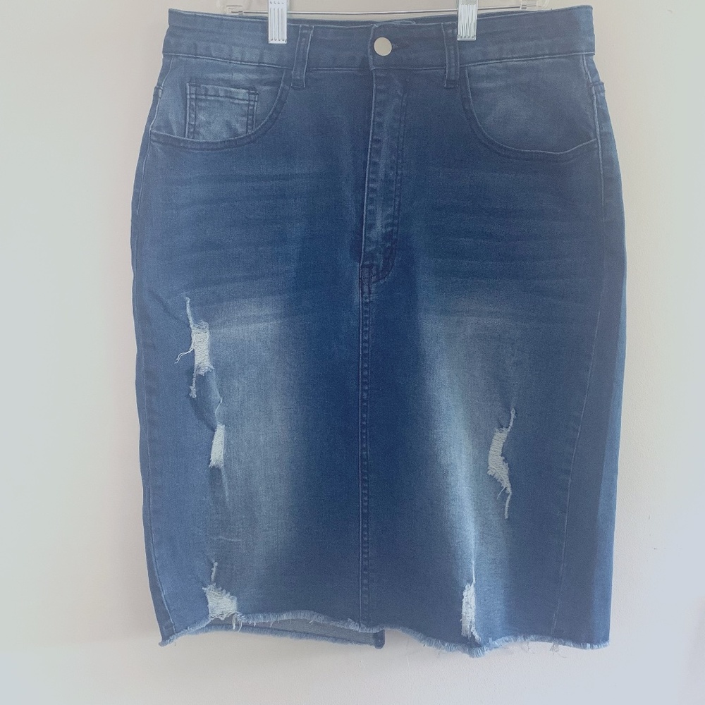 Distressed Jean SHEIN Skirt